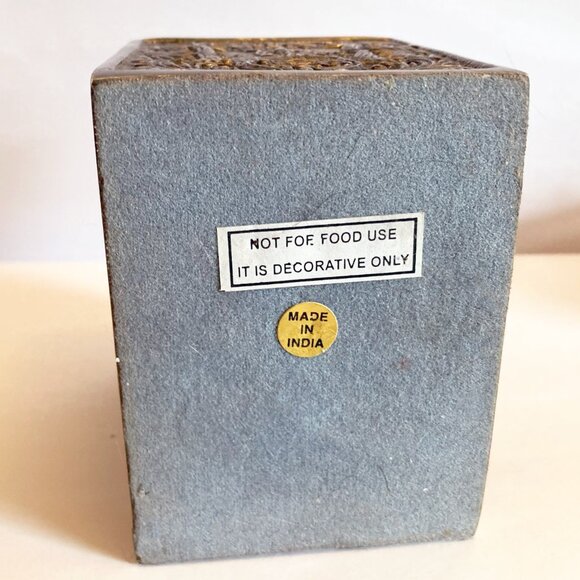 Ornate Silver Open Box from India Beautiful 4" Display Rectangular - Picture 4 of 6